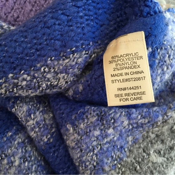 Sincerely Jules knit cropped sweater pullover colorblock purple grey small new - Picture 4 of 4